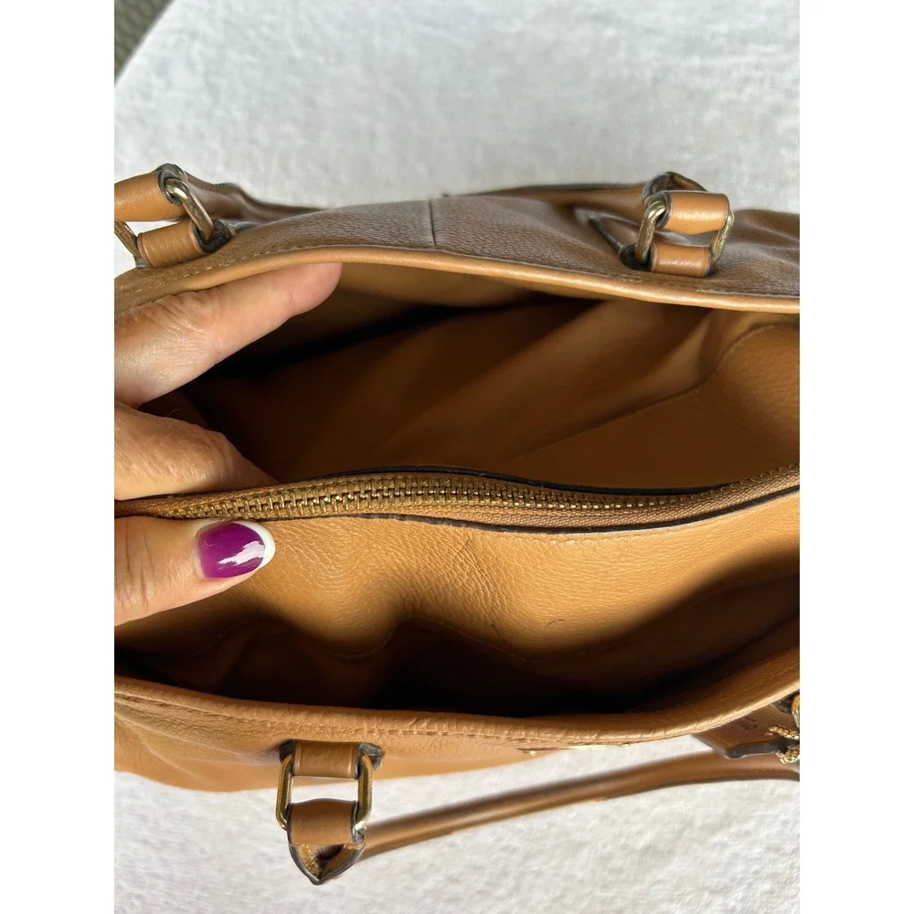 Coach Morgan F35185 Saddle Tan Pebbled Leather Large Satchel Tote Handbag Bag